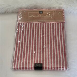 Home Wear Festive Holiday Collection Korah Stripe 60” x 104” Tablecloth. NWT.